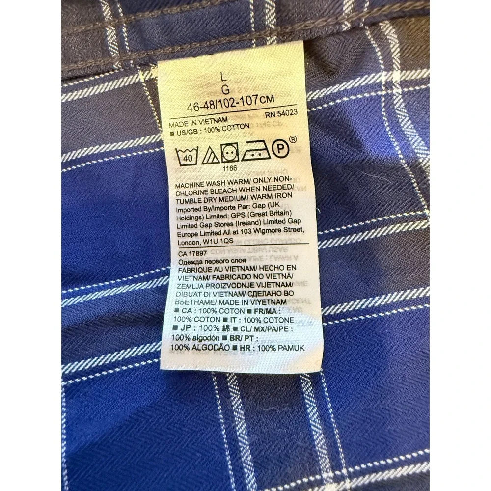 Banana Republic Luxe Flannel Slim Fit Plaid Long Sleeve Button Down Shirt Mens L